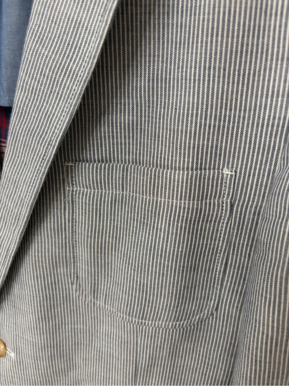 Ralph lauren 100% cotton blue blazer sport coat 42L pinstripe